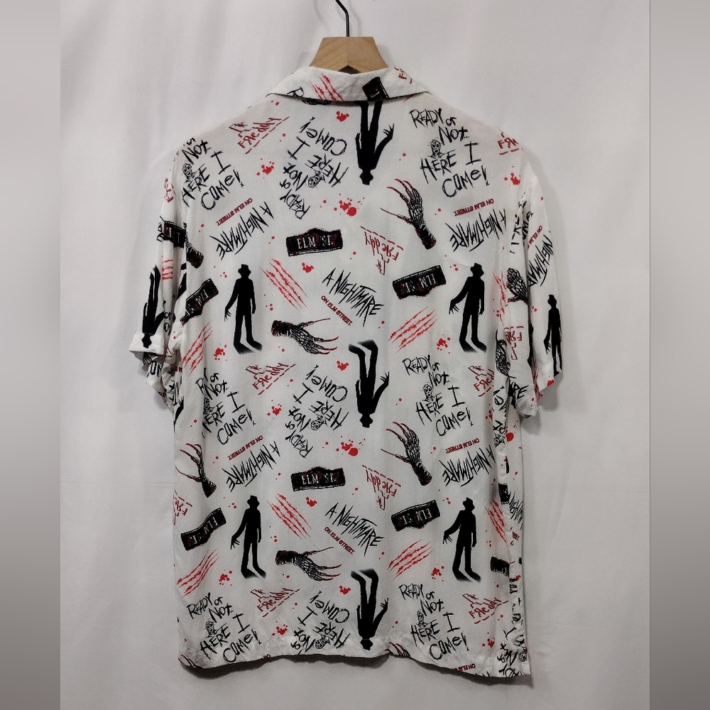 A Nightmare On Elm Street Graphic Horror Button Shirt Mens M White Halloween - Picture 6 of 8